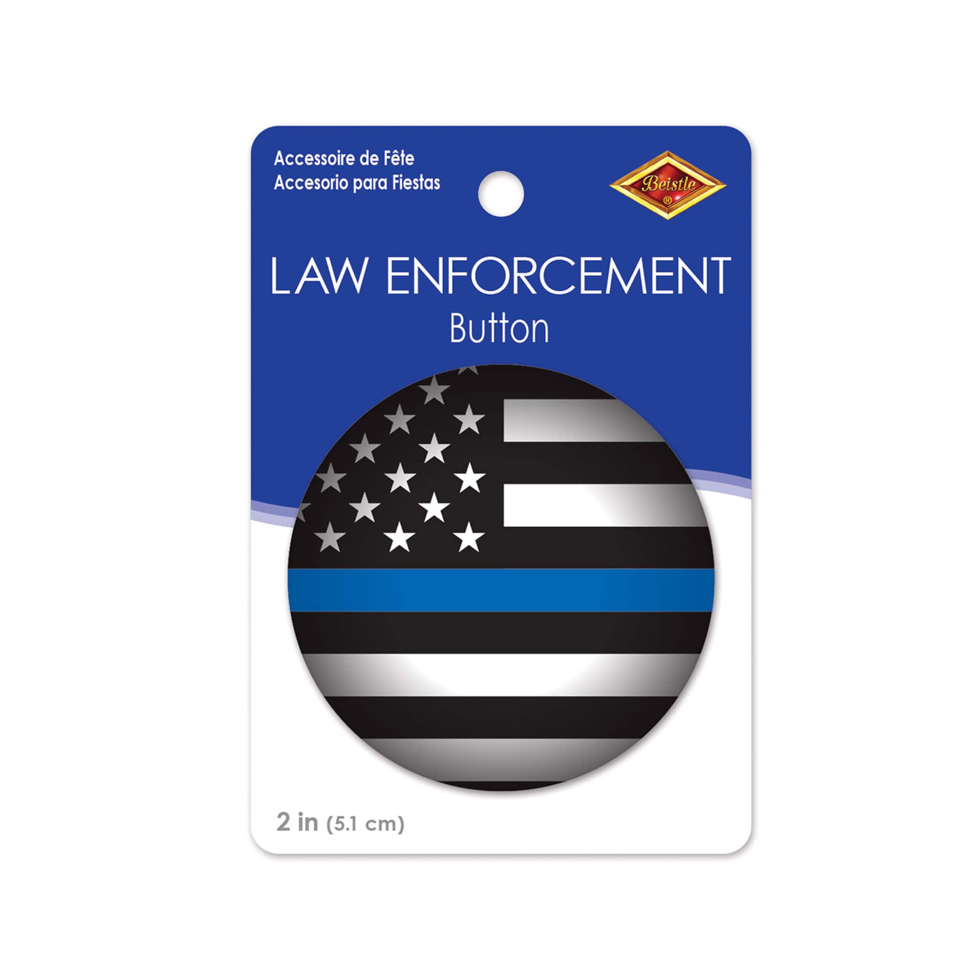 Beistle 2" Blue Stripe Law Enforcement Buttons, 6ct.